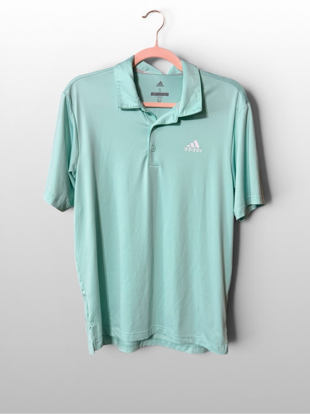 Adidas Golf Polo Mint Green Performance Shirt Logo Small